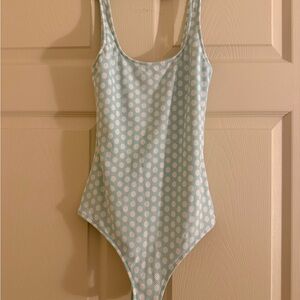 Aerie Light Blue and White Polka Dot Kids Bodysuit